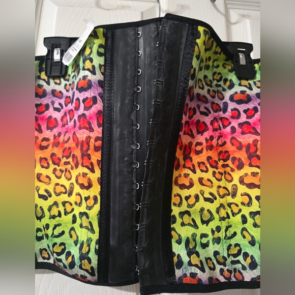NWT Premadonna Ann Chery Rainbow Leopard Print Waist Trainer/Corset - Picture 5 of 11